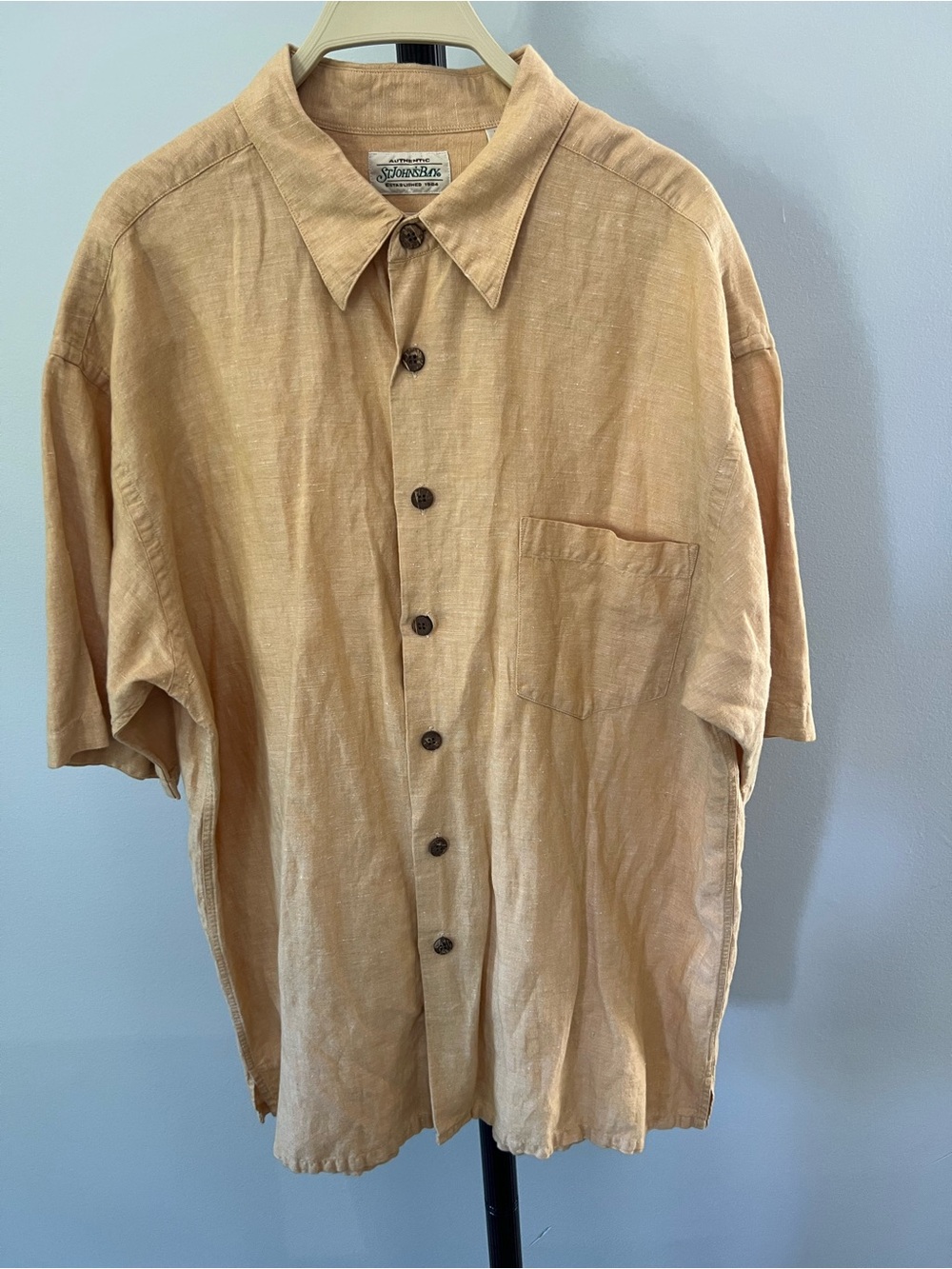 St. John's Bay Short-Sleeve Button-Front Shirt in Tan